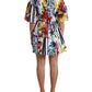 Dolce & Gabbana Multicolor Striped Floral Print Mini Dress