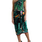 Dolce & Gabbana Green Tropical Jungle Print One Shoulder Midi Dress