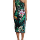Dolce & Gabbana Green Tropical Jungle Print One Shoulder Midi Dress