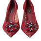 Dolce & Gabbana Red Taormina Lace Crystal Heels Pumps Shoes
