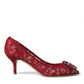 Dolce & Gabbana Red Taormina Lace Crystal Heels Pumps Shoes