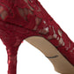 Dolce & Gabbana Red Taormina Lace Crystal Heels Pumps Shoes