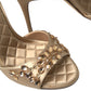 Dolce & Gabbana Gold Satin Ankle Strap Crystal Sandals Shoes