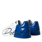 Dolce & Gabbana White Blue Leather Low Top Sneakers Shoes