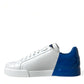 Dolce & Gabbana White Blue Leather Low Top Sneakers Shoes