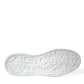 Dolce & Gabbana White Blue Leather Low Top Sneakers Shoes
