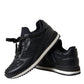 Dolce & Gabbana Black Floral Lace Leather Sneakers Shoes