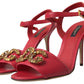 Dolce & Gabbana Red Ankle Strap Stiletto Heels Sandals Shoes