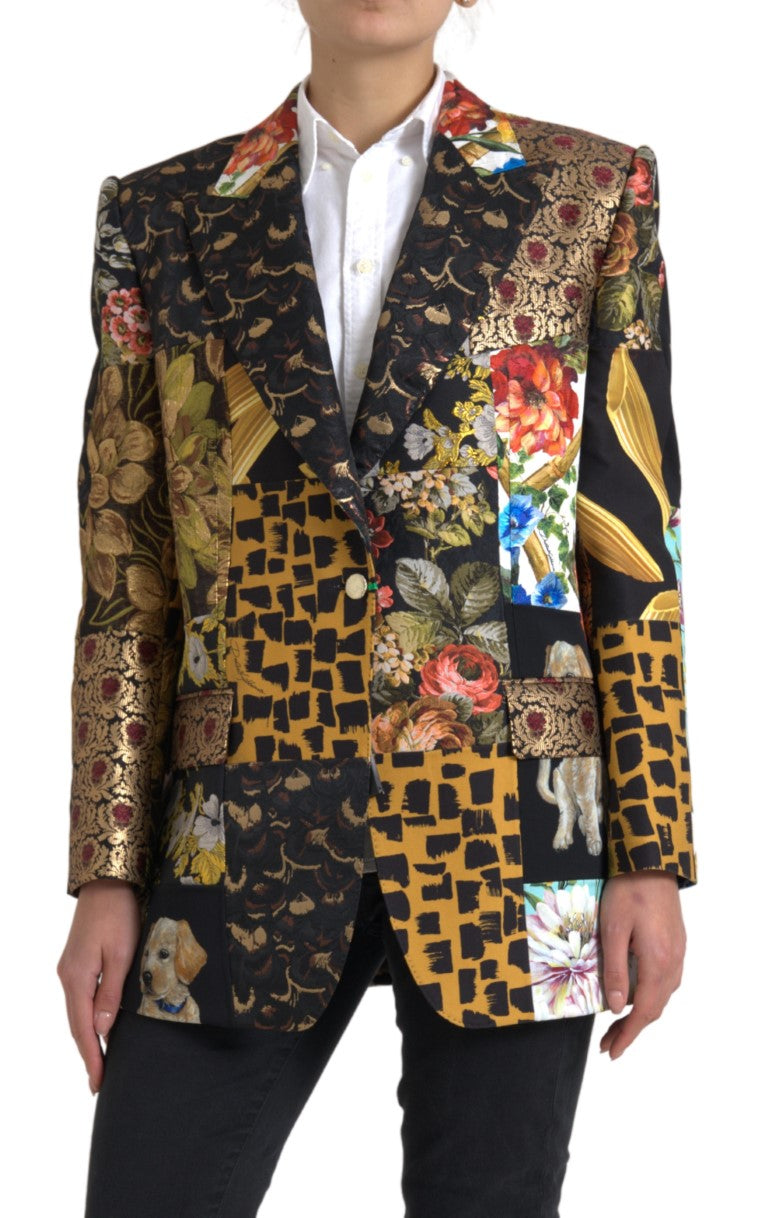 Dolce & Gabbana Multicolor Patchwork Jacquard Coat Blazer