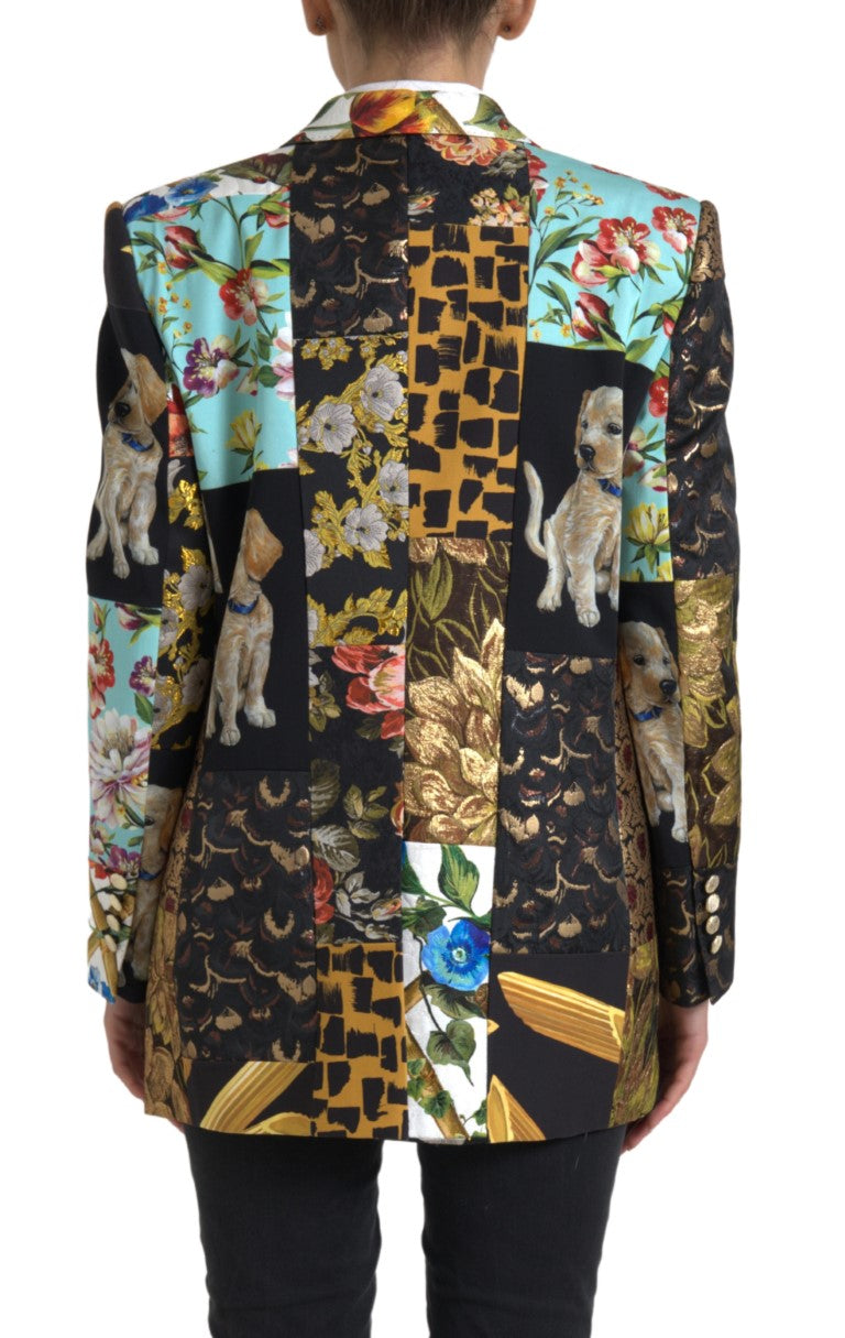Dolce & Gabbana Multicolor Patchwork Jacquard Coat Blazer