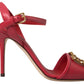 Dolce & Gabbana Red Ankle Strap Stiletto Heels Sandals Shoes