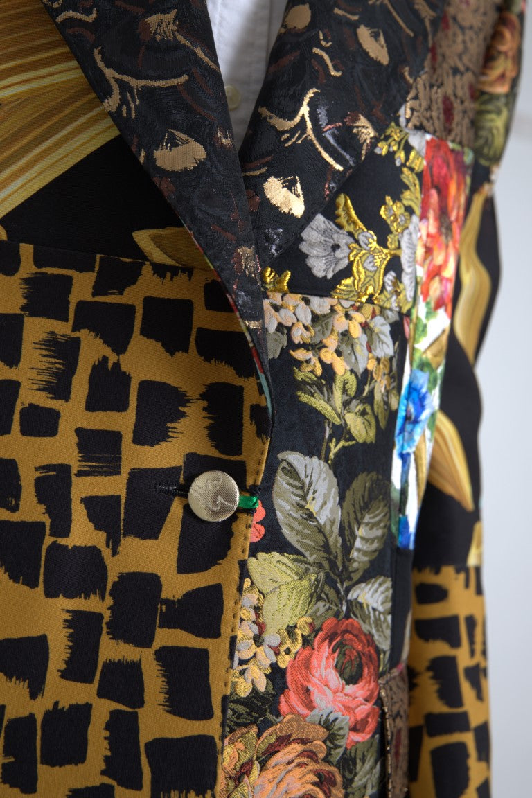 Dolce & Gabbana Multicolor Patchwork Jacquard Coat Blazer