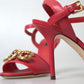 Dolce & Gabbana Red Ankle Strap Stiletto Heels Sandals Shoes