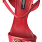 Dolce & Gabbana Red Ankle Strap Stiletto Heels Sandals Shoes