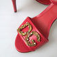 Dolce & Gabbana Red Ankle Strap Stiletto Heels Sandals Shoes