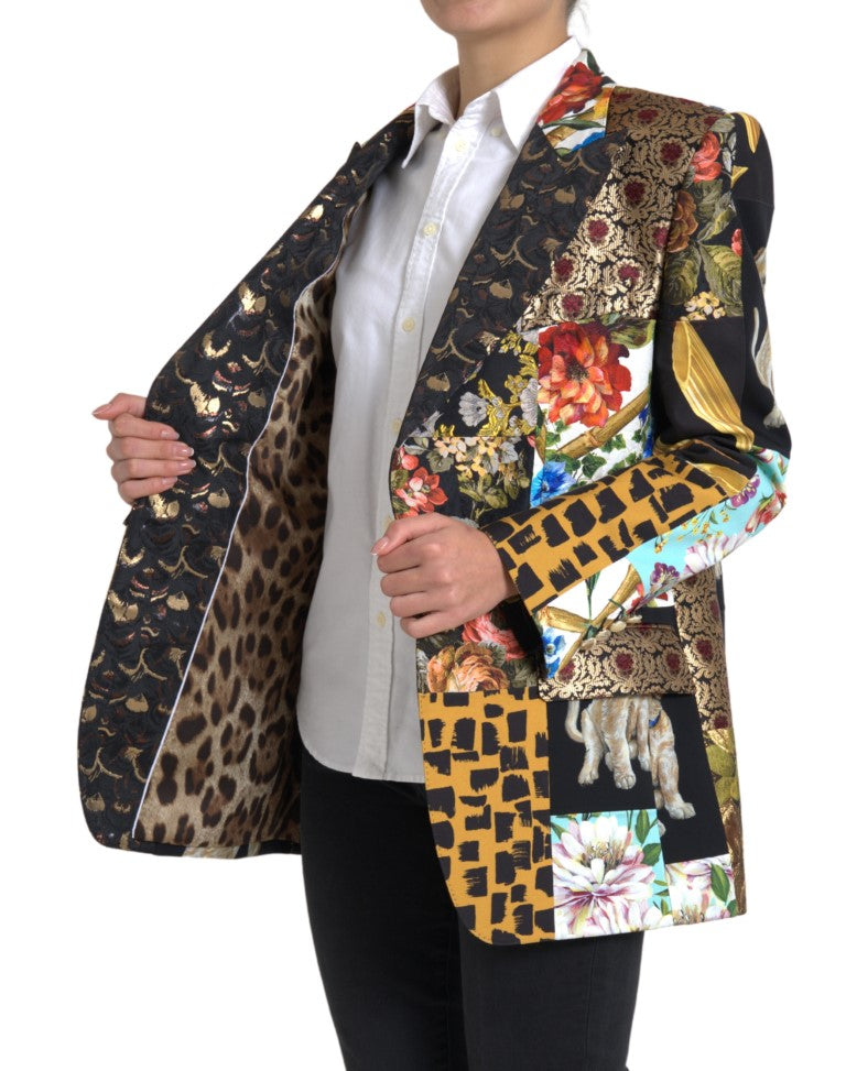 Dolce & Gabbana Multicolor Patchwork Jacquard Coat Blazer
