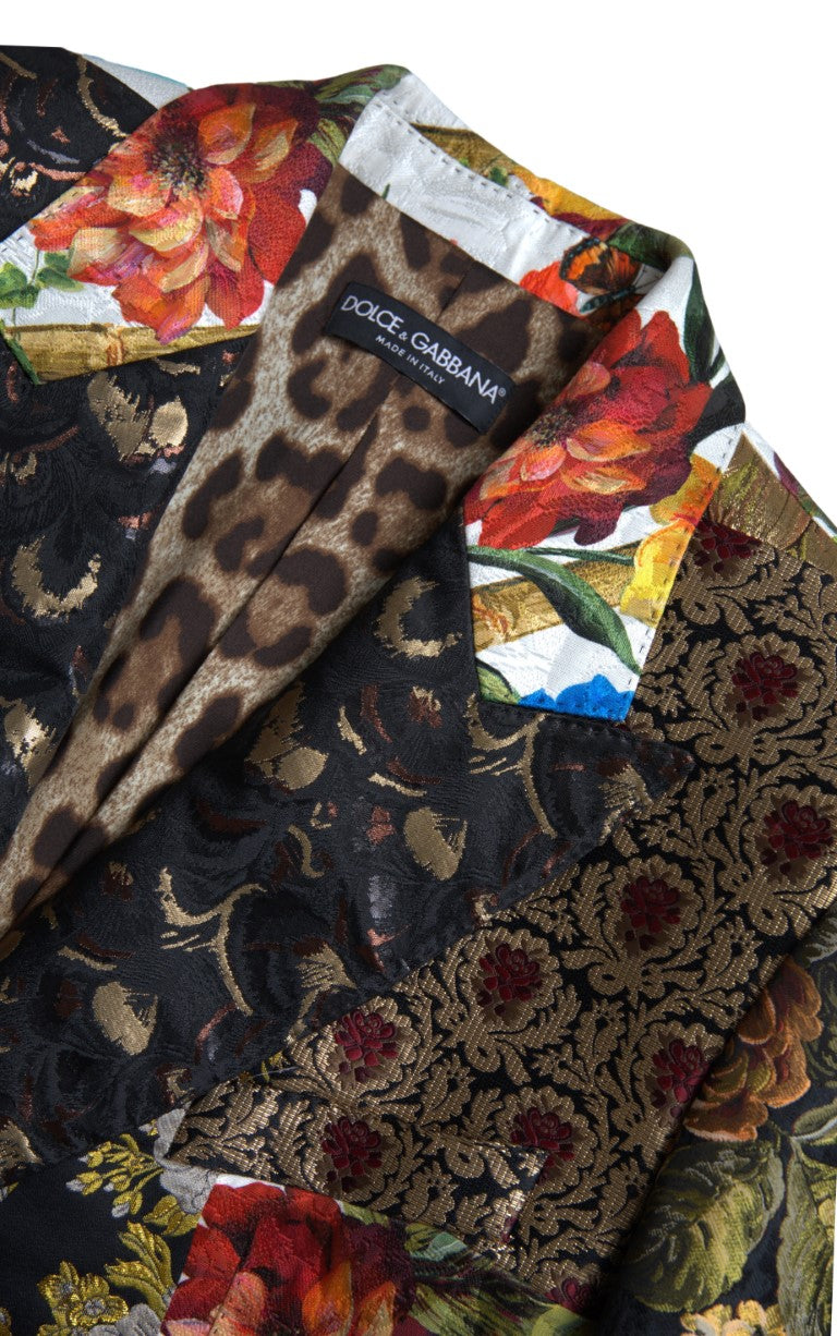 Dolce & Gabbana Multicolor Patchwork Jacquard Coat Blazer