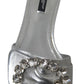 Dolce & Gabbana Silver Crystal Embellished Slides Flat Shoes