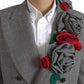 Dolce & Gabbana Gray Plaid Rose Applique Coat Blazer Jacket