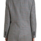 Dolce & Gabbana Gray Plaid Rose Applique Coat Blazer Jacket