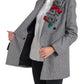 Dolce & Gabbana Gray Plaid Rose Applique Coat Blazer Jacket