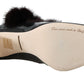 Dolce & Gabbana Black Leather Purple Tulip Mink Fur Pumps