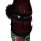 Dolce & Gabbana Black Leather Purple Tulip Mink Fur Pumps