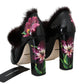 Dolce & Gabbana Black Leather Purple Tulip Mink Fur Pumps