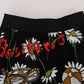Dolce & Gabbana Black Embellished Daisy Brocade Skirt