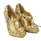 Dolce & Gabbana Gold Floral Crystal Mary Janes Pumps