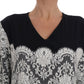 Dolce & Gabbana Black Silk Floral Lace Kaftan Dress