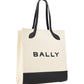 Bally White and Black Leather Tote Shoulder Bag