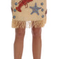 Dolce & Gabbana Crystal Beige Palm Fiber Skirt