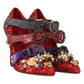 Dolce &amp; Gabbana 레드 스팽글 크리스탈 스터드 힐 슈즈