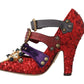 Dolce &amp; Gabbana 레드 스팽글 크리스탈 스터드 힐 슈즈