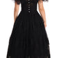Dolce & Gabbana Black Floral Lace Crystal Ball Gown Dress