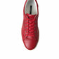 Dolce & Gabbana Shoes Red Portofino Leather Low Top Mens Sneakers