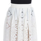 Dolce & Gabbana White Silk Floral Ricamo Knee Skirt