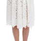 Dolce & Gabbana White Silk Floral Ricamo Knee Skirt