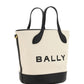 Bally White and Black Leather Bucket Bag