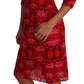 Dolce & Gabbana Floral Crochet Lace Red Pink Sheath Dress