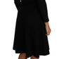 Dolce & Gabbana Black Knitted Wool Sheath Long Sleeves Dress