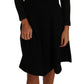 Dolce & Gabbana Black Knitted Wool Sheath Long Sleeves Dress