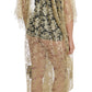 Dolce & Gabbana Gold Floral Lace Crystal Gown Cape Dress