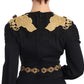 Dolce & Gabbana Black Silk Stretch Gold Crystal Dress