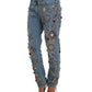 Dolce & Gabbana Crystal Roses Heart Embellished Jeans