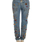 Dolce & Gabbana Crystal Roses Heart Embellished Jeans