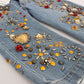 Dolce & Gabbana Crystal Roses Heart Embellished Jeans