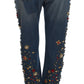 Dolce & Gabbana Crystal Roses Heart Embellished Jeans
