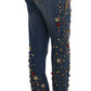 Dolce & Gabbana Crystal Roses Heart Embellished Jeans